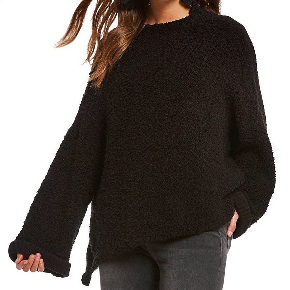 Free People black oversized knit cuddle up sweater - Picture 7 of 8